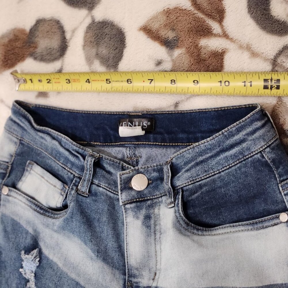 Venus Patchwork Distressed Skinny Jeans - Size 2 | Edgy & Trendy - Picture 2 of 7